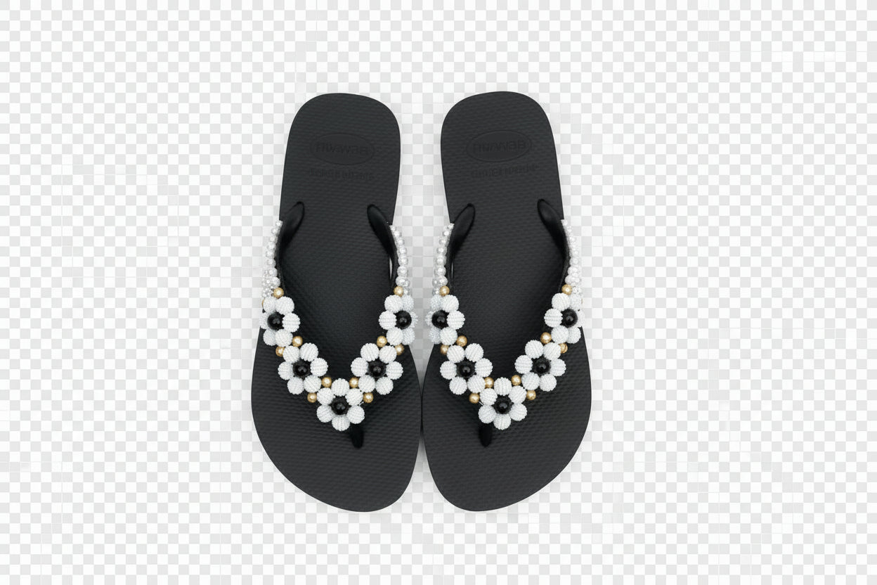 Customised black sandal with sleek, timeless elegance