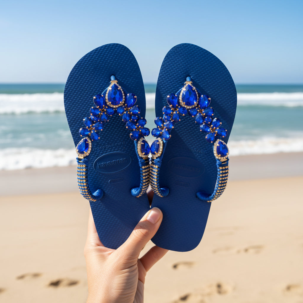 Vibrant blue sandal made to stand out
