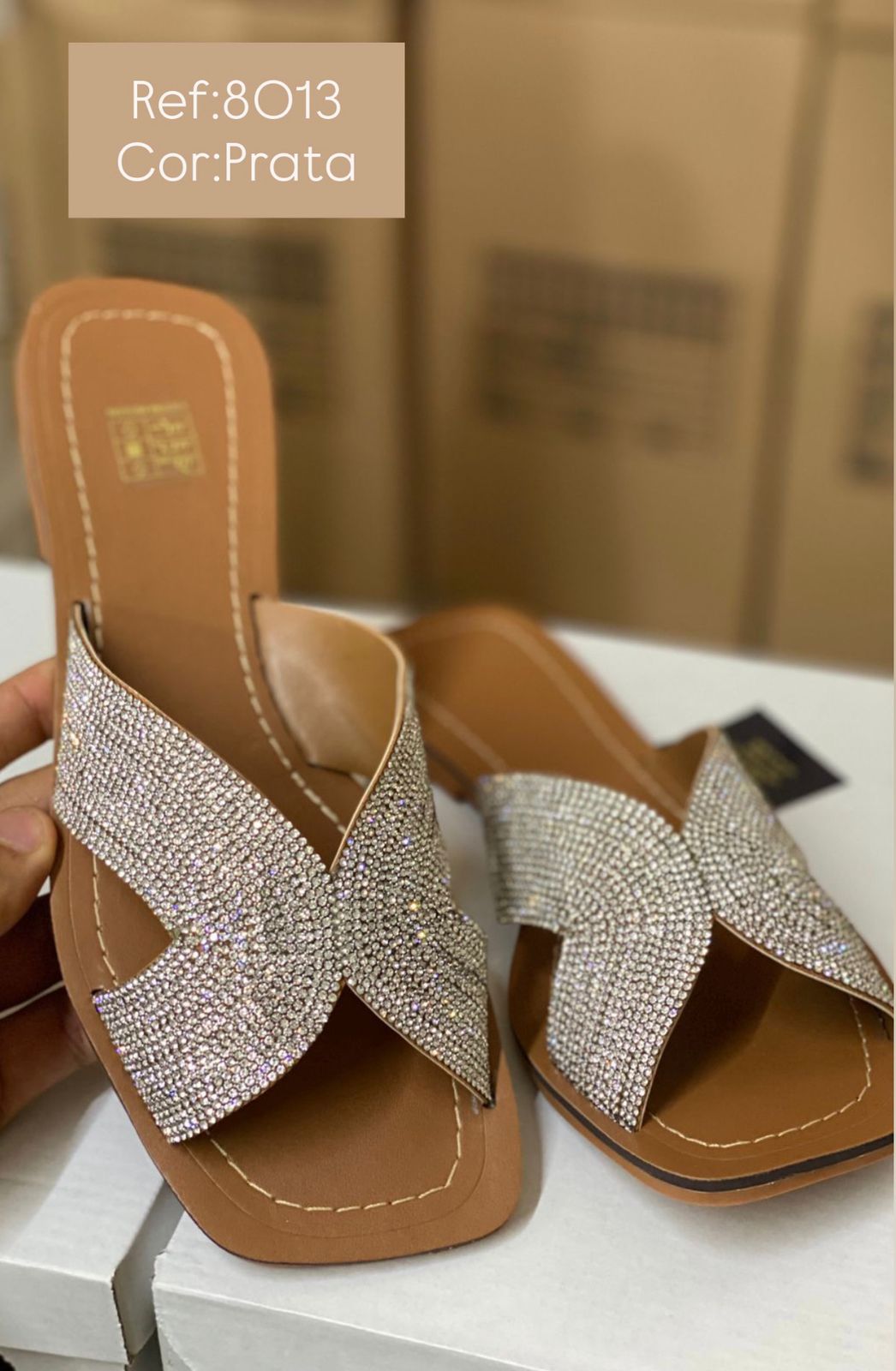 Pearl flat slide sandals
